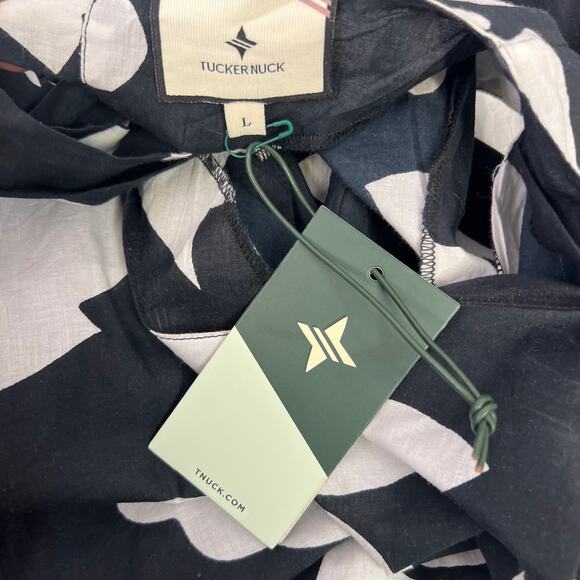 Tuckernuck Seashell Beach Coverup Short Dress Large Cotton Black White NEW - Picture 15 of 16